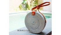 straw synthetic rattan circle bag color grey